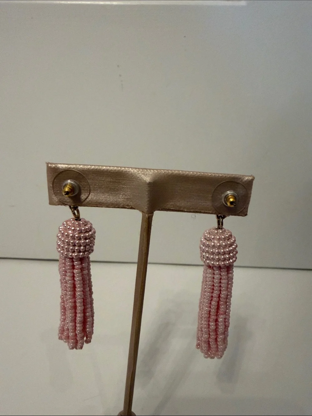 J. CREW EARRINGS PINK SEED BEADS STRANDS POST PIERCED DANGLE